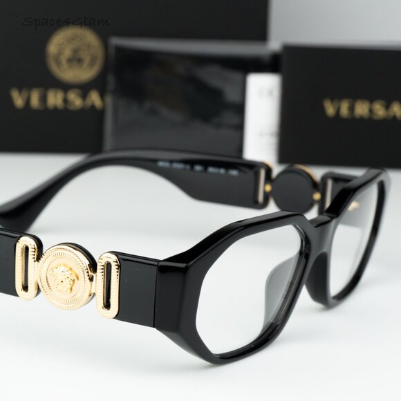 Versace Women Eyeglasses Black Clear Geometric VE3320U GB1 BRAND NEW main image 9
